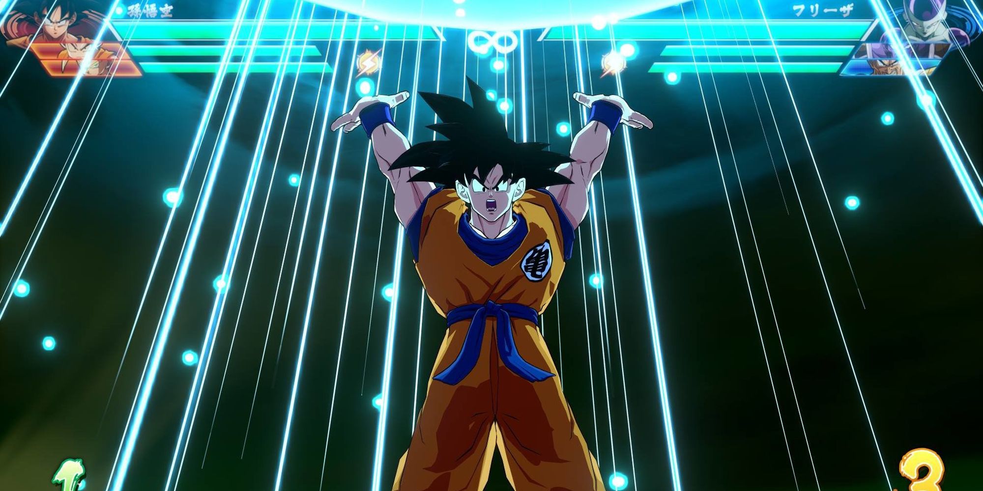 Regular Base Form Goku performing a Spirit Bomb from Dragon Ball FighterZ