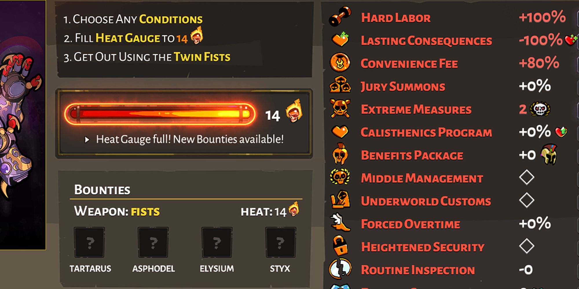 Hades - What The Bounties Look Like For A Heat Level Uncleared
