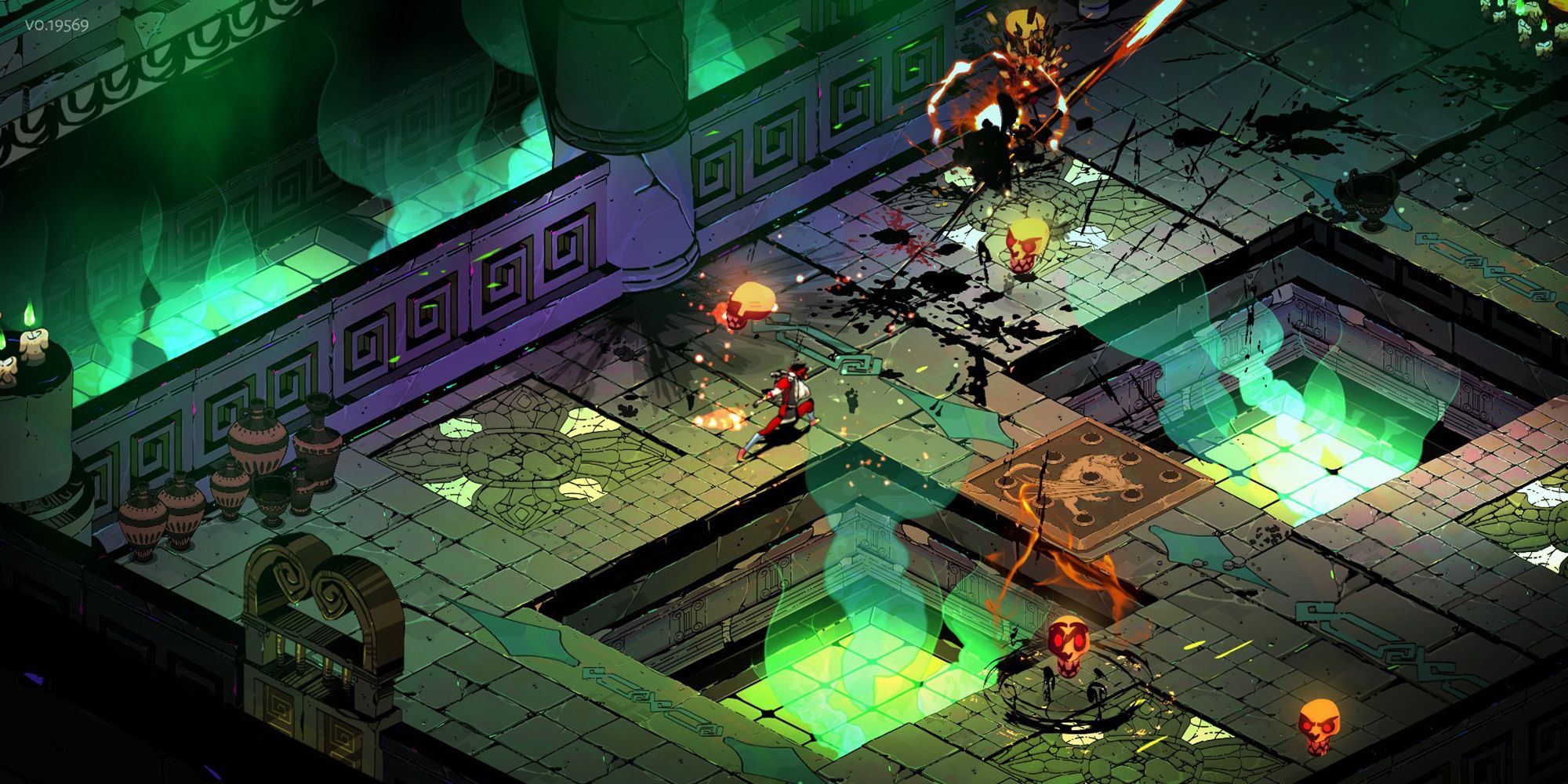 Hades - Zagreus Mid-Combat Throwing A Spear At An Enemy
