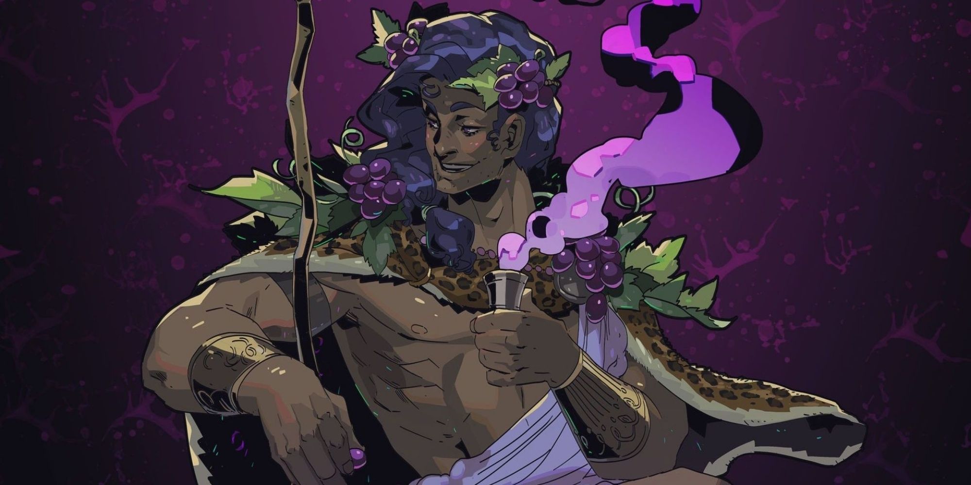 Hades Dionysus adorned with grapes and holding wine