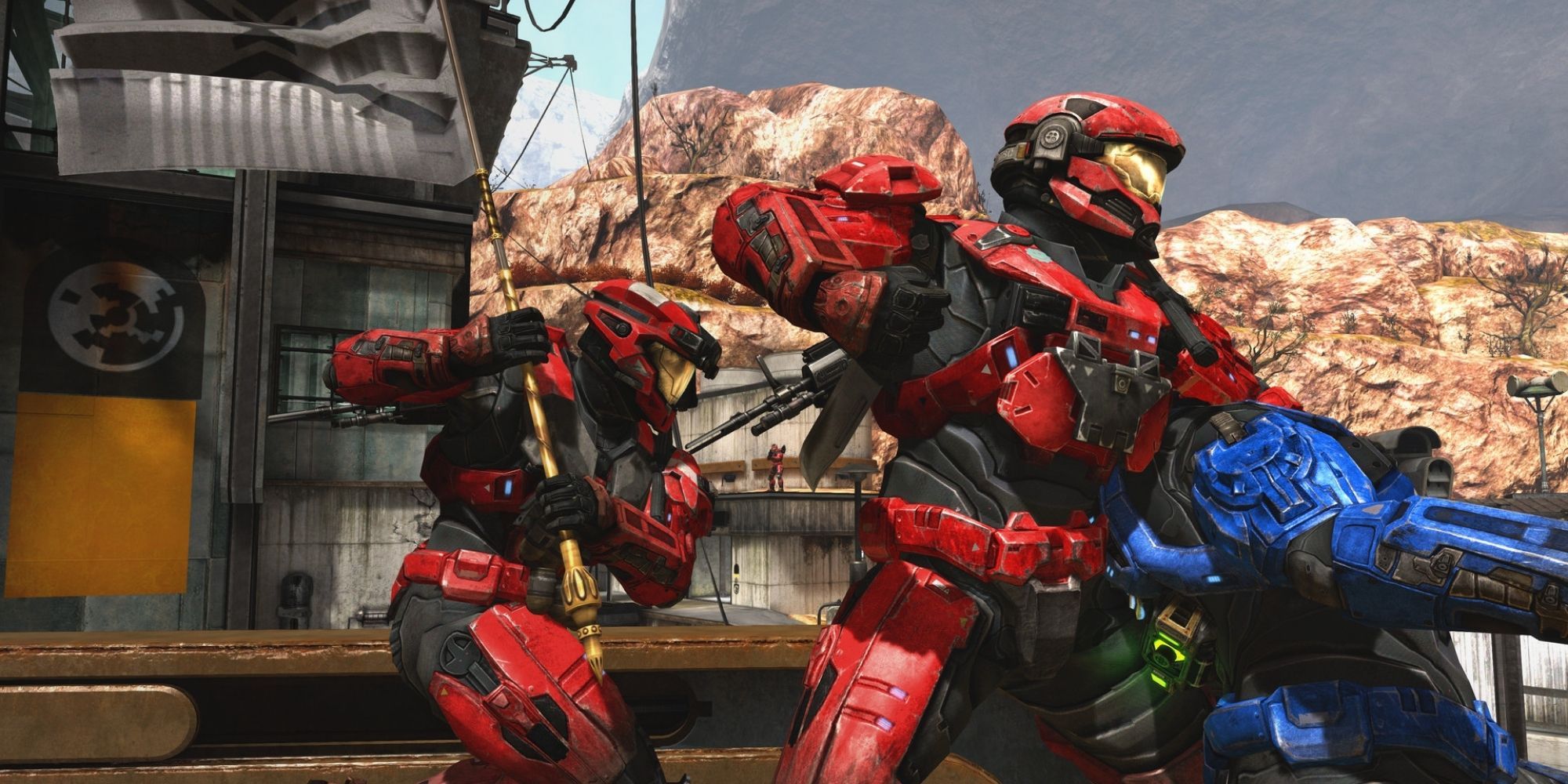 Halo Reach Multiplayer, Promo shot of 3 players playing Capture The Flag