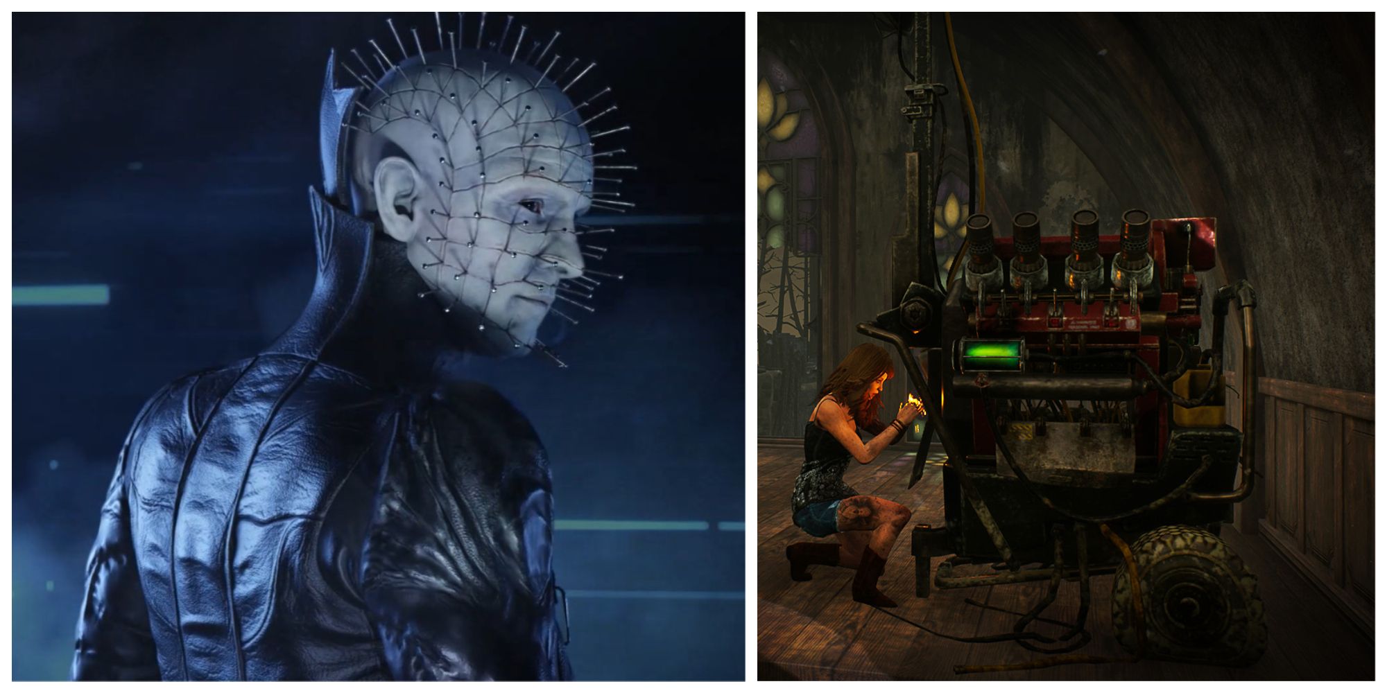 The Cenobite, aka Pinhead and Kate Denson repairing a generator in Dead By Daylight