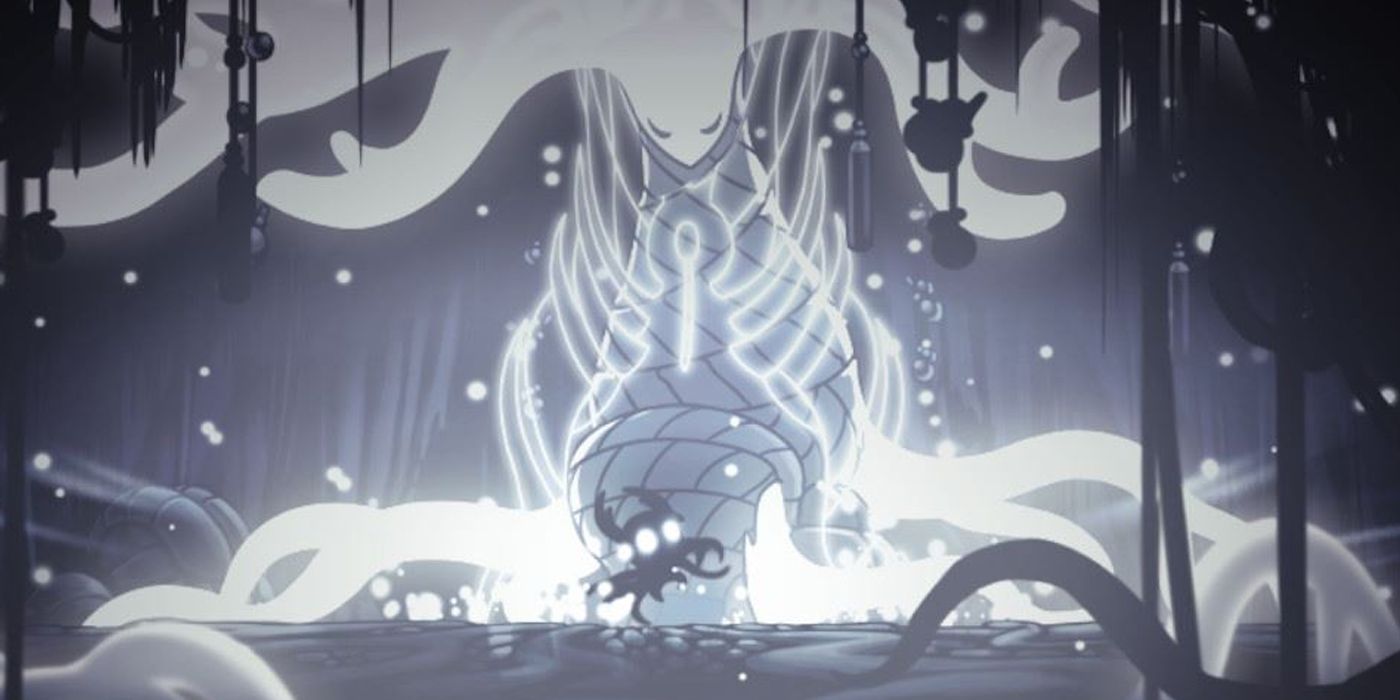 Hollow Knight Best Characters white lady glowing in room