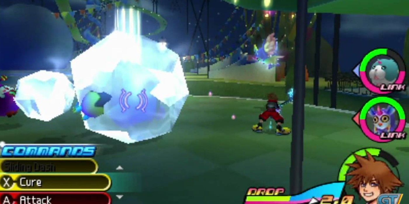 Kingdom Hearts 3D Dream Drop Distance battle power glowing blue orb