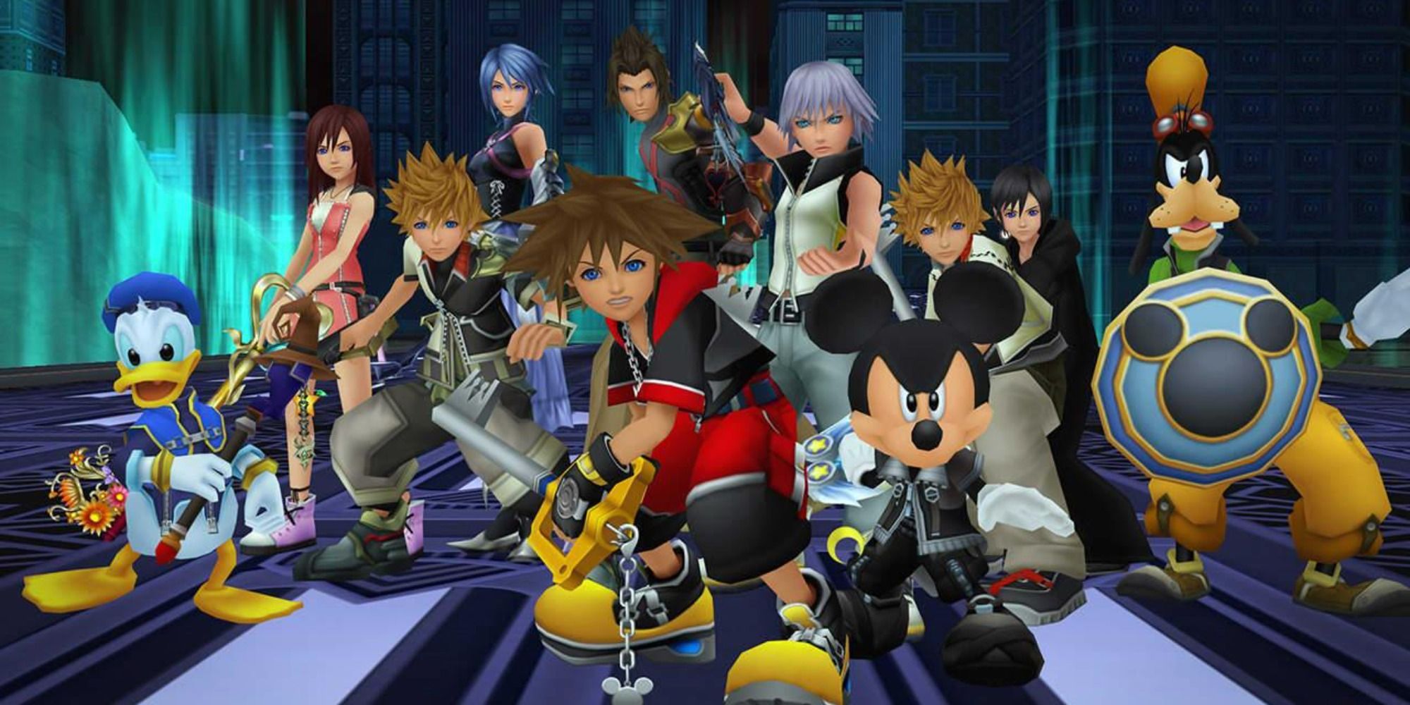 Photo of all the main characters in Kingdom Hearts.