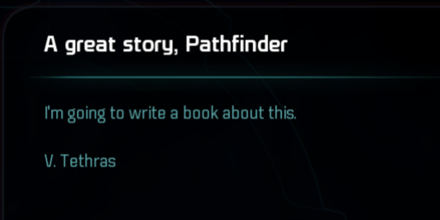 Varric's, from Dragon Age, messages Ryder after ME: Andromeda's finale