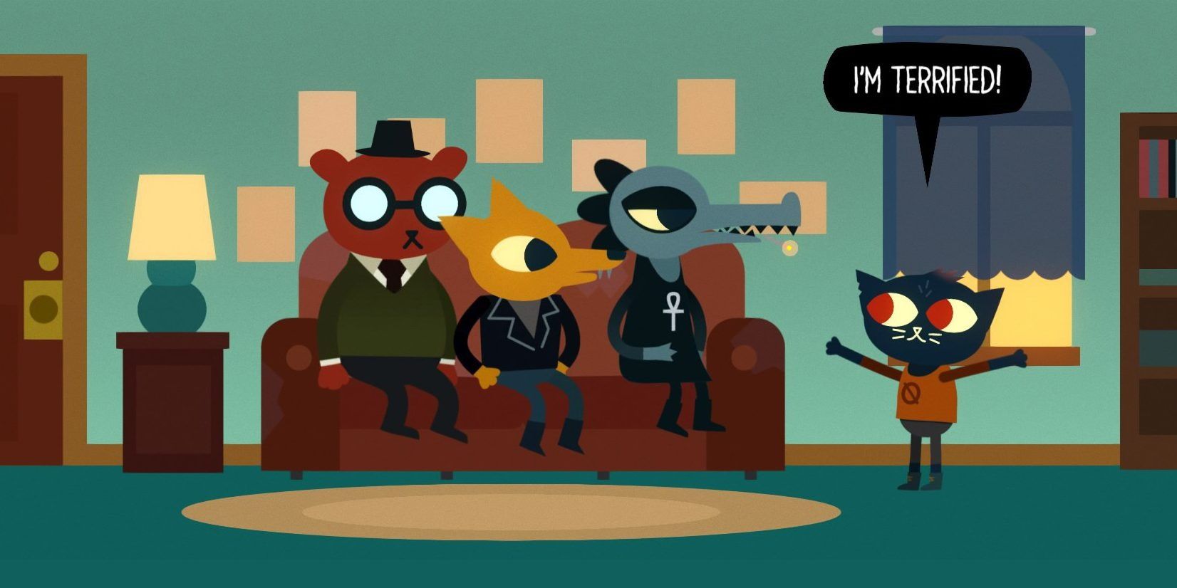 Mae and her friends chatting in Night In The Woods