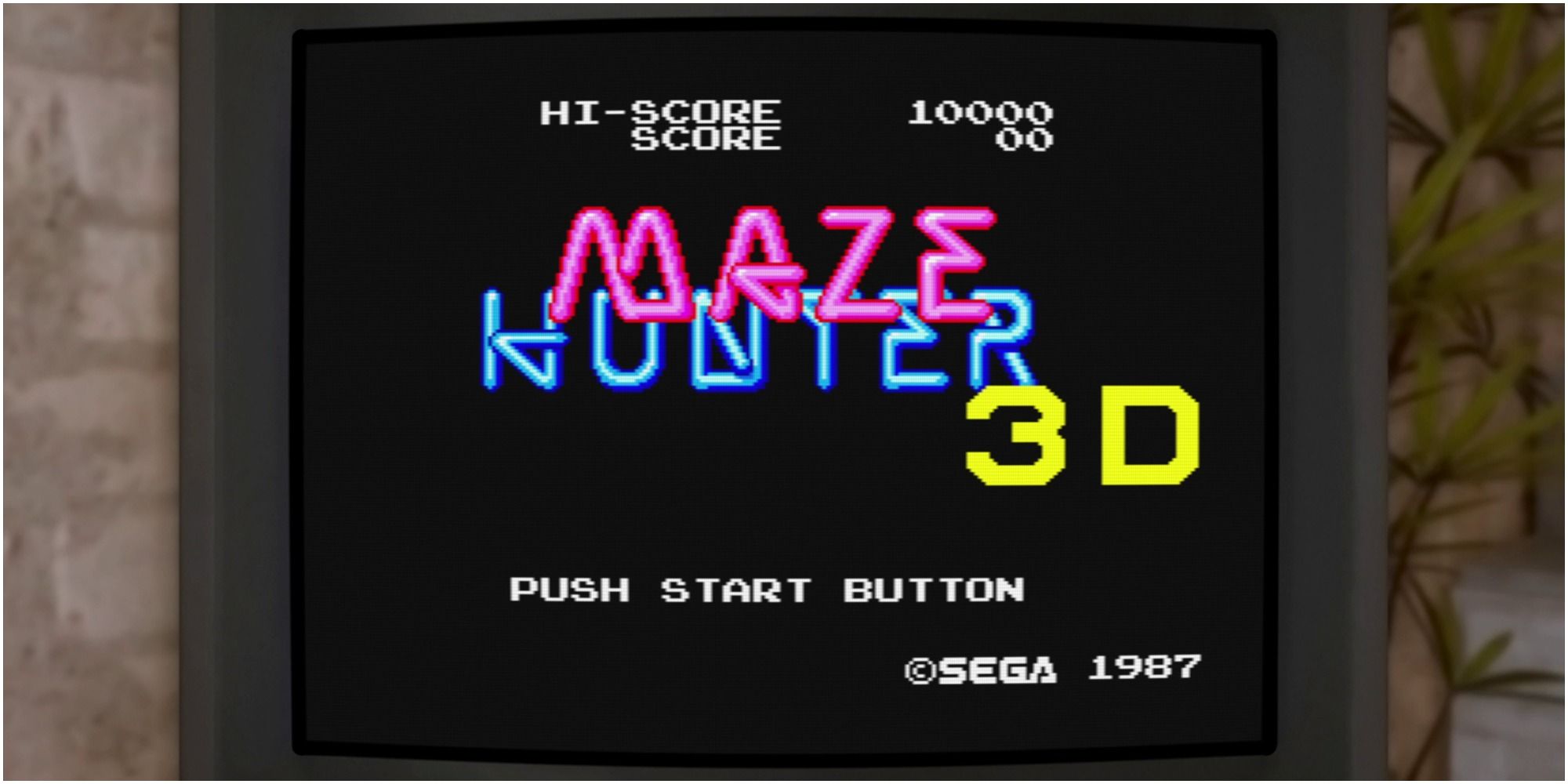 Maze Hunter 3D Sega Master System Title Screen via Lost Judgment cabinet