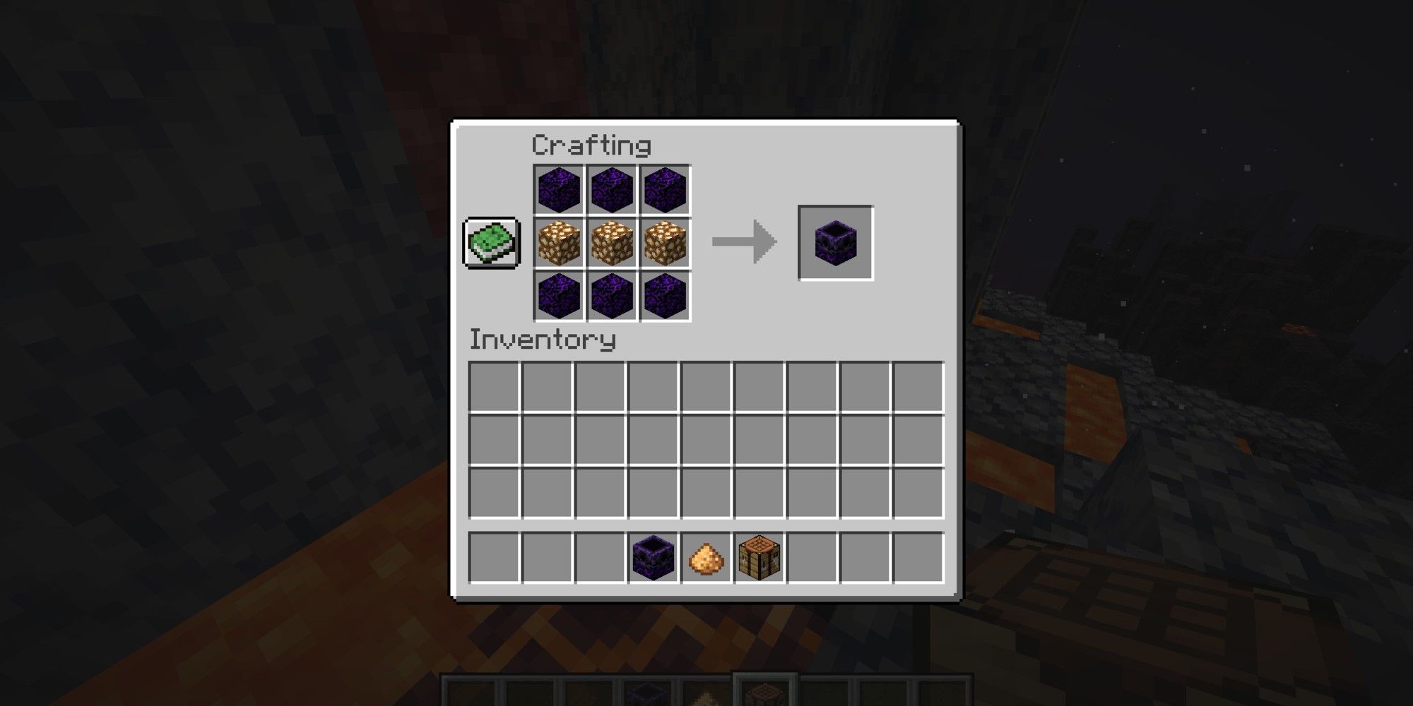 respawn anchor crafting with crying obsidian and glowstone