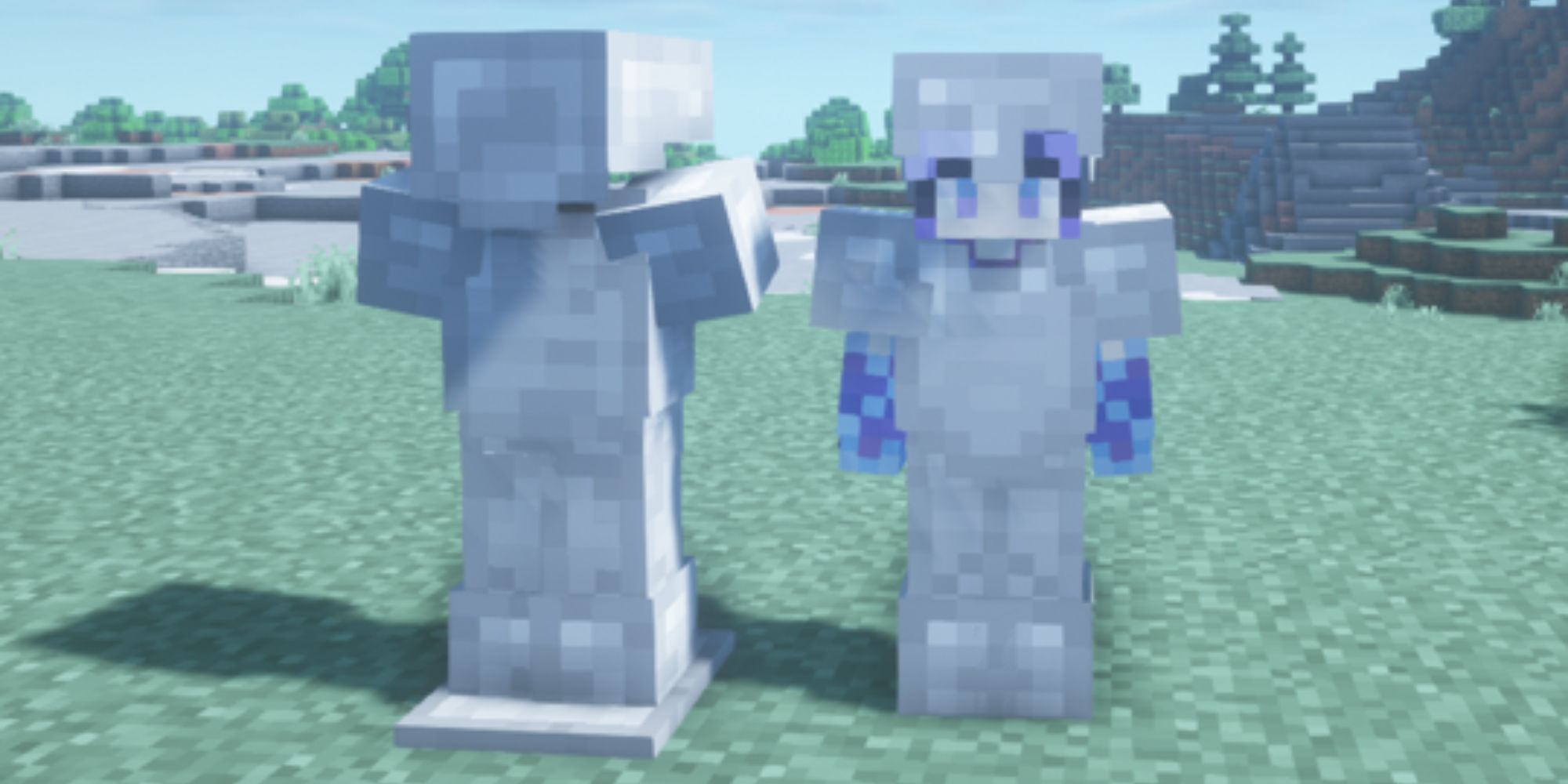 Minecraft Iron Armor on character and mannequin side by side