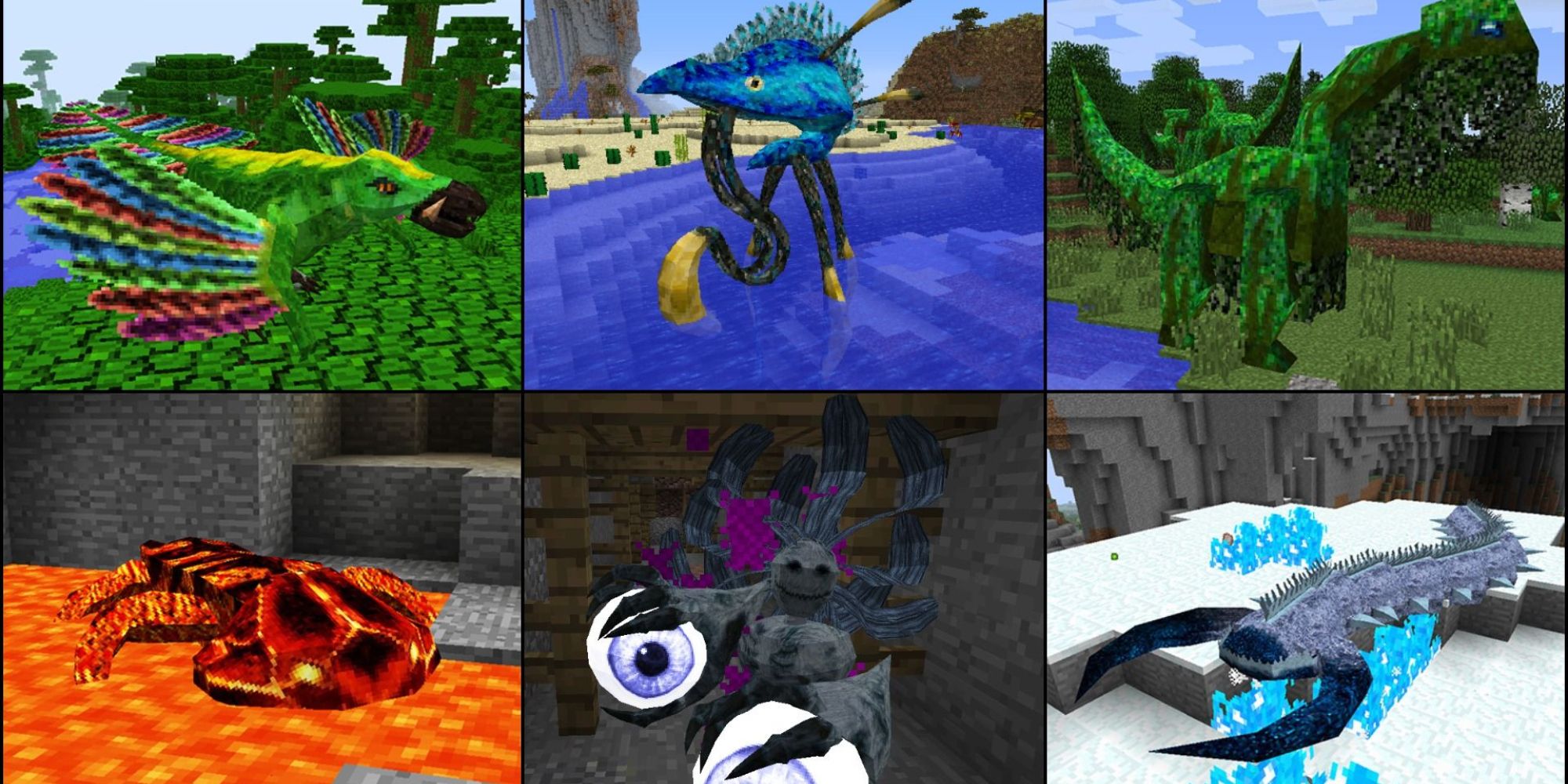Minecraft Collage of modded monsters