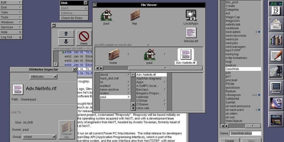 A screenshot of the NeXTSTEP Operating System