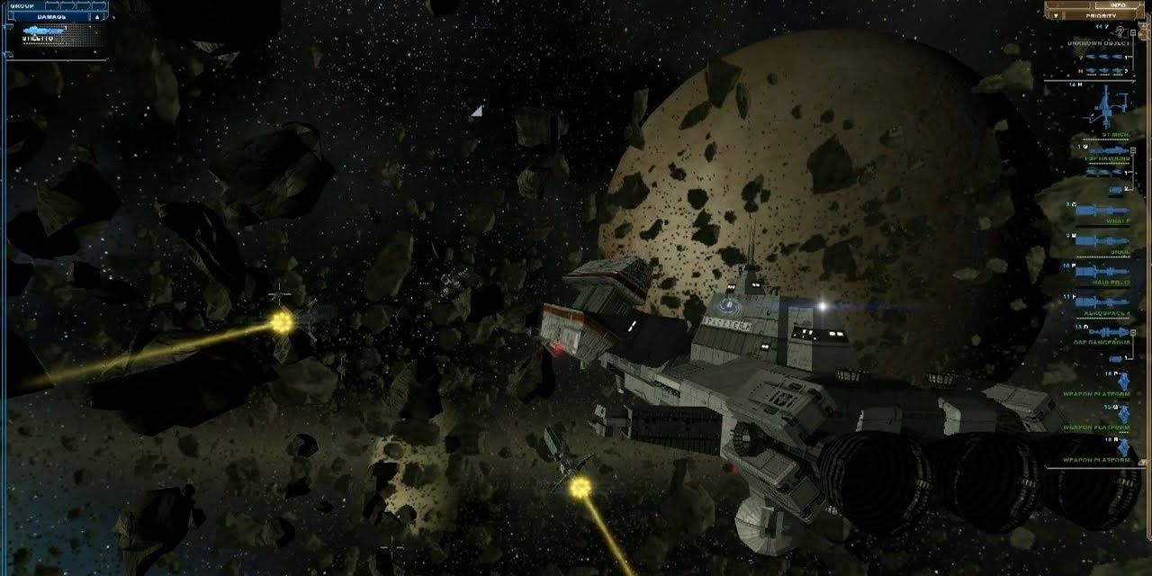 Nexus The Jupiter Incident large ship in an asteroid field 