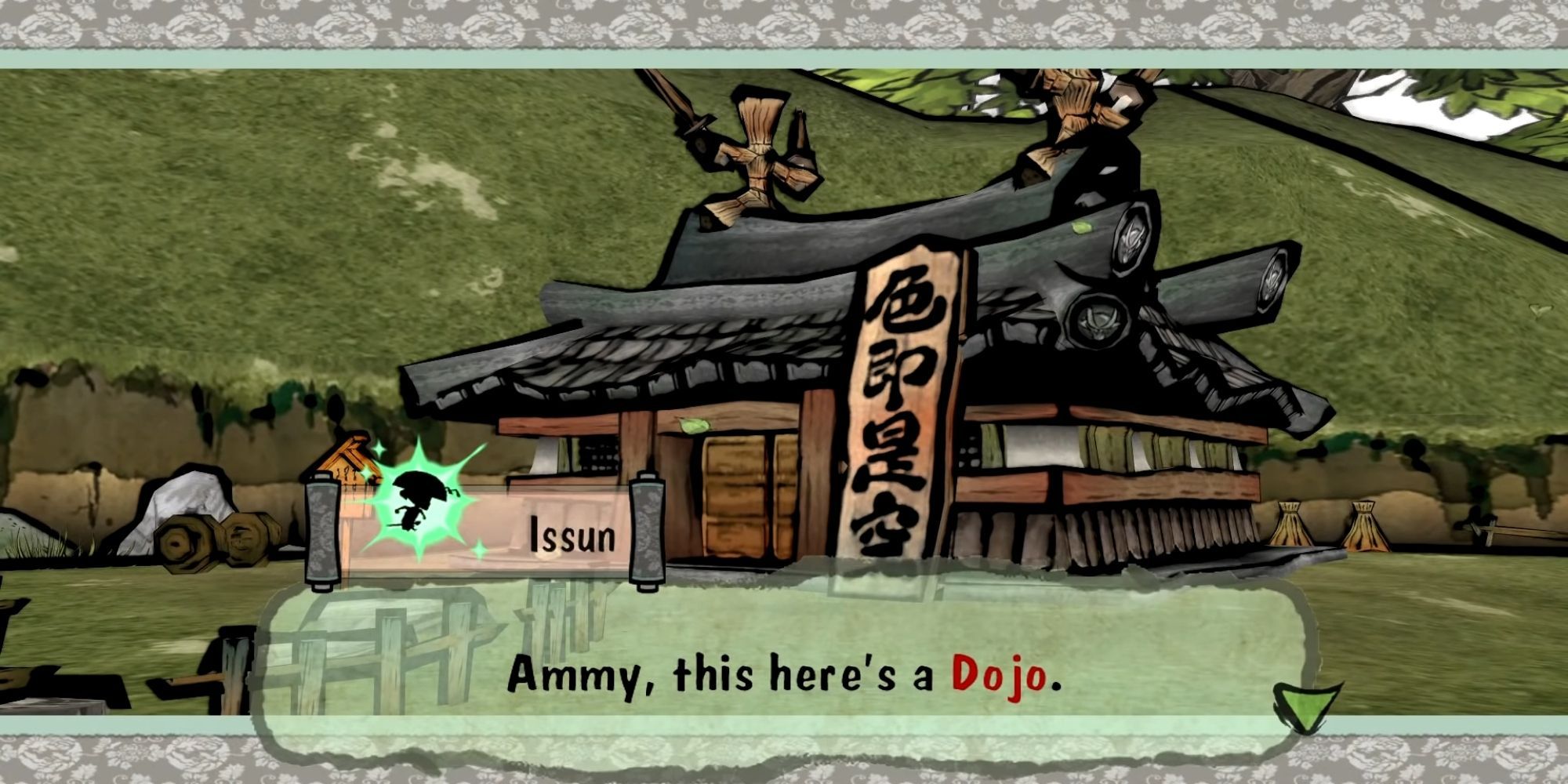 A Dojo in Okami, where players can go to upgrade their skills