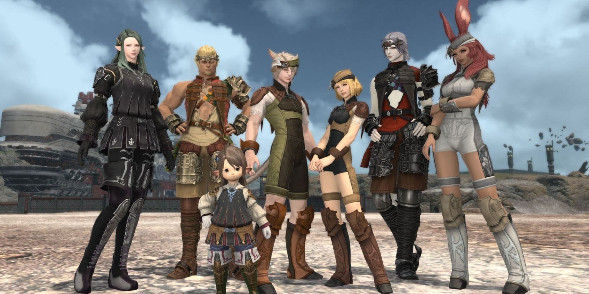 A party of various races in Final Fantasy 14