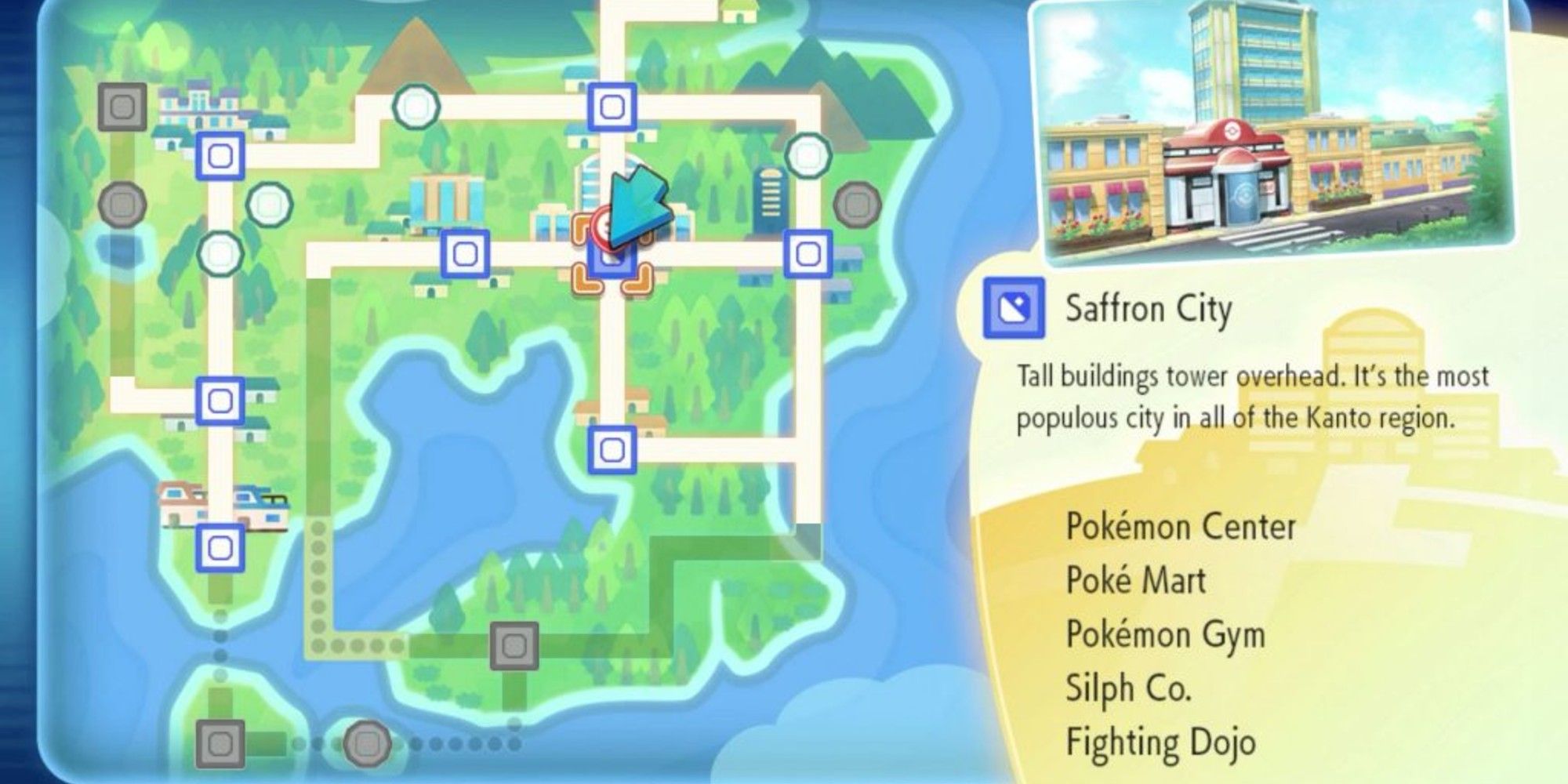 map opened with saffron city highlighted
