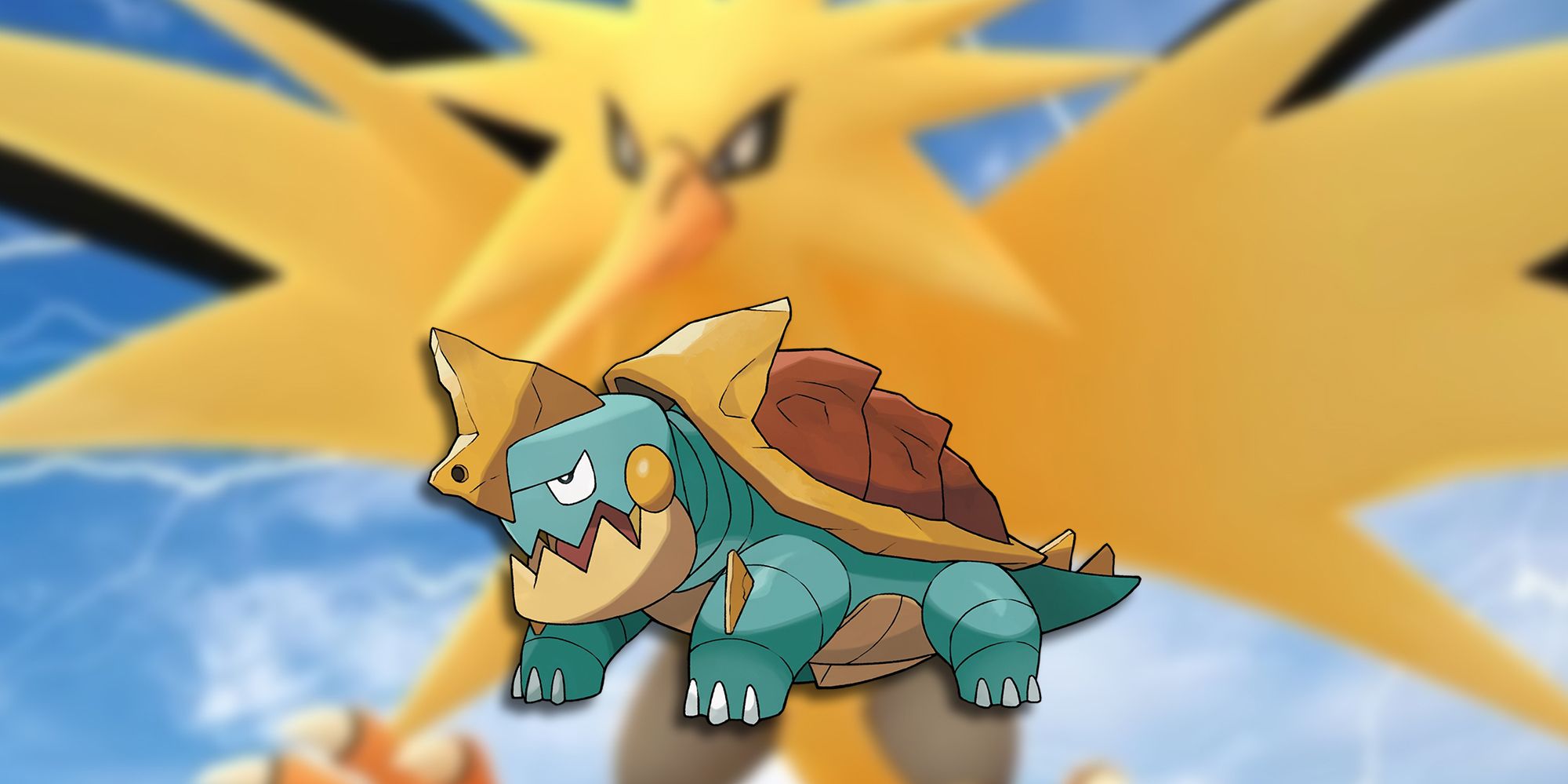 Pokemon Unite - PNG Of Drednaw Overlaid On Image Of Zapdos
