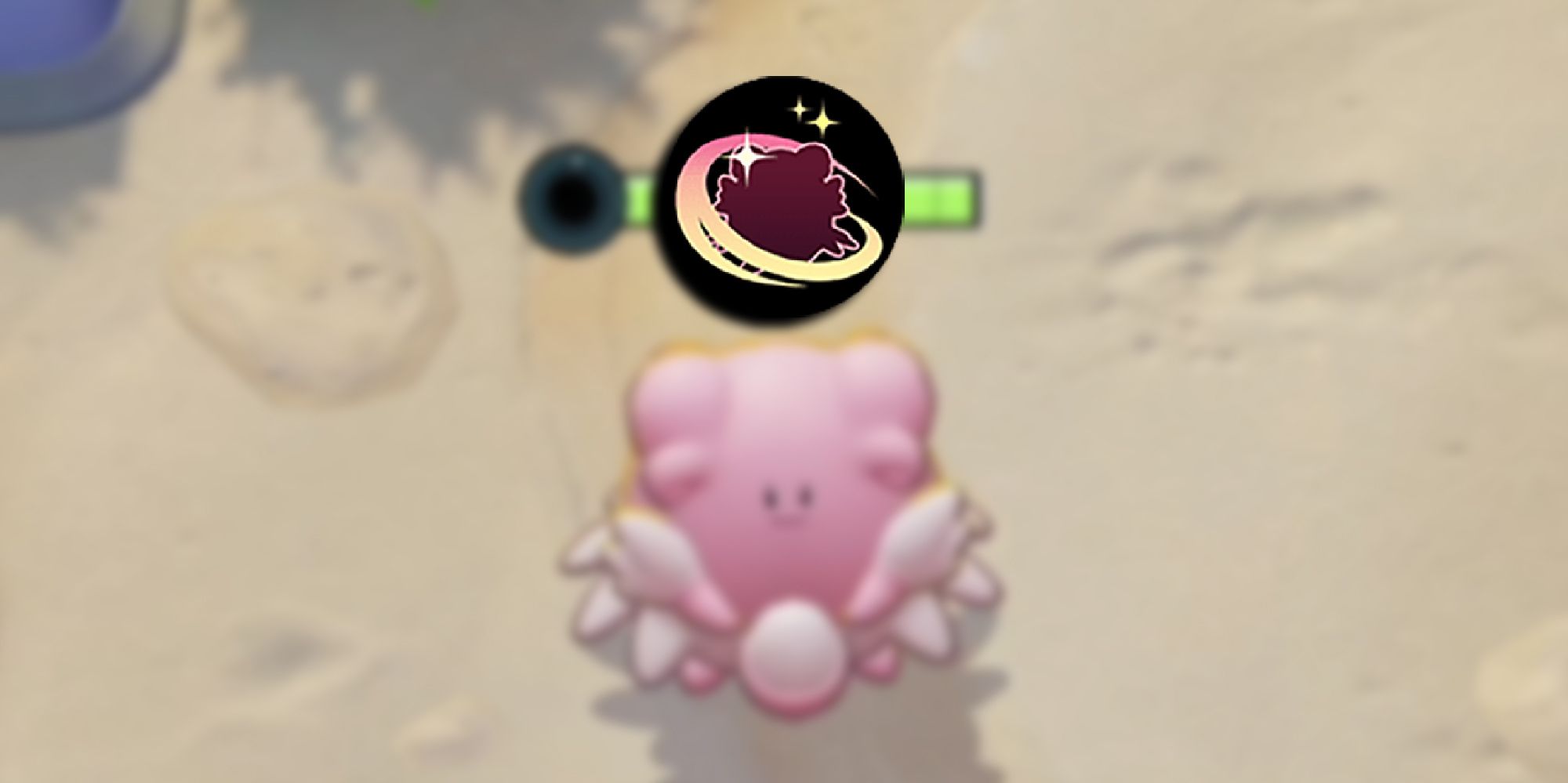 Pokemon Unite - PNG Of Natural Cure Passive Overlaid On Blurred Image Of Blissey In-Game