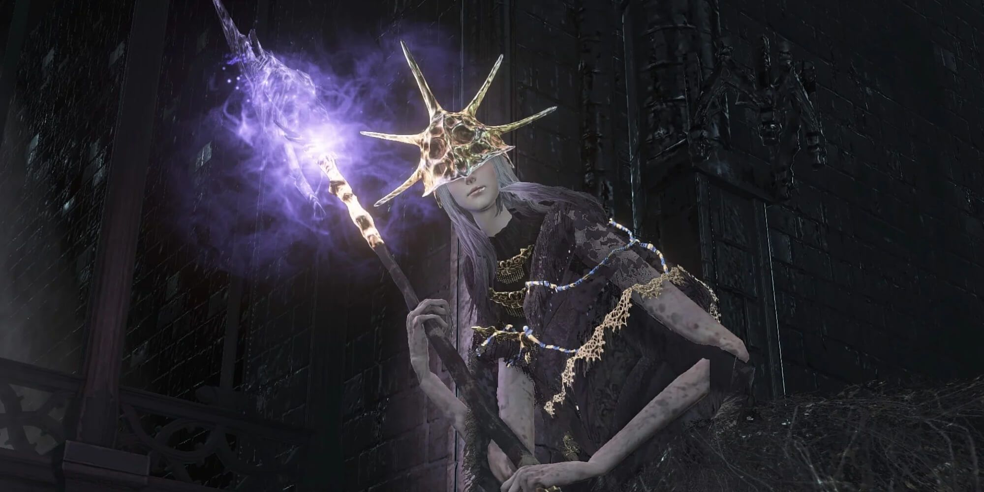 Possessed Gwyndolin With A Glowing Spear During Battle