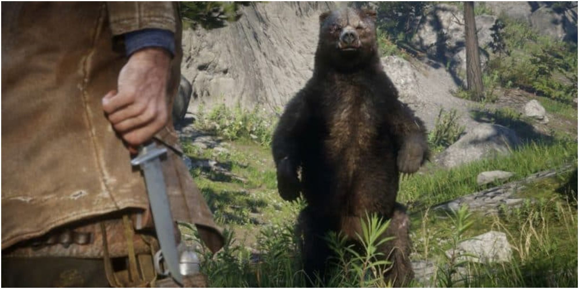 Red Dead Redemption 2 Fighting The Legendary Bear With A Throwing Knife