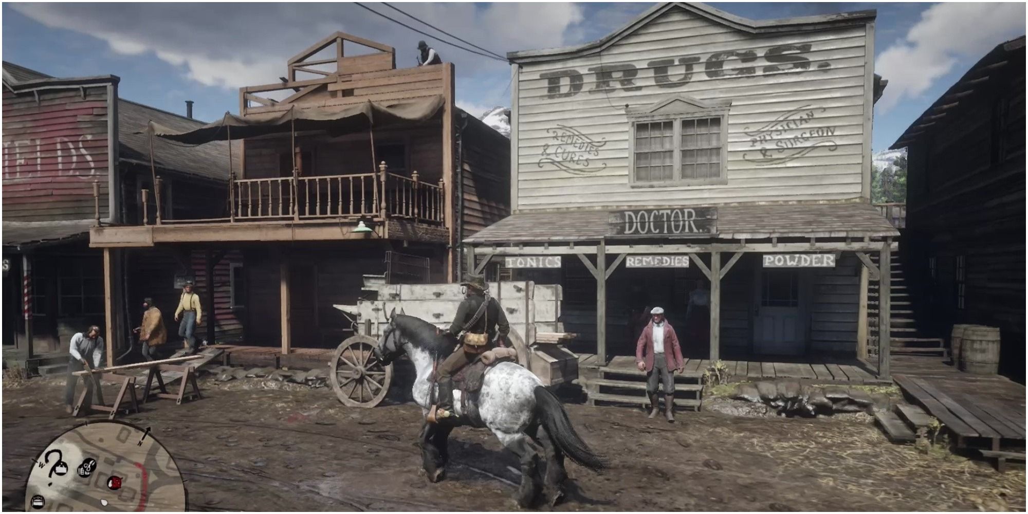 Red Dead Redemption 2 Pedestrians Outside Of The Doctor In Valentine