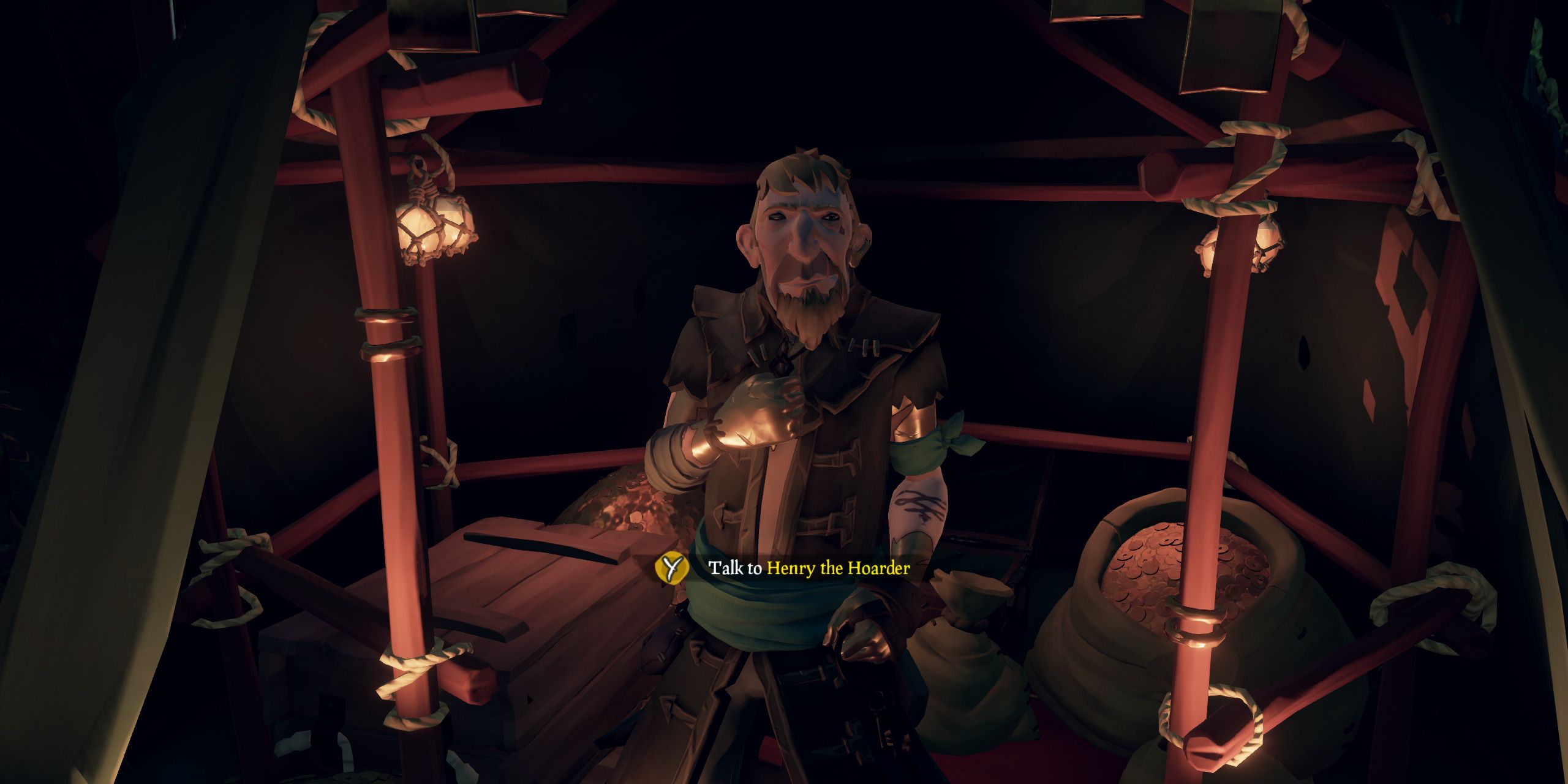 Talking to a Gold Hoarder in Sea of Thieves