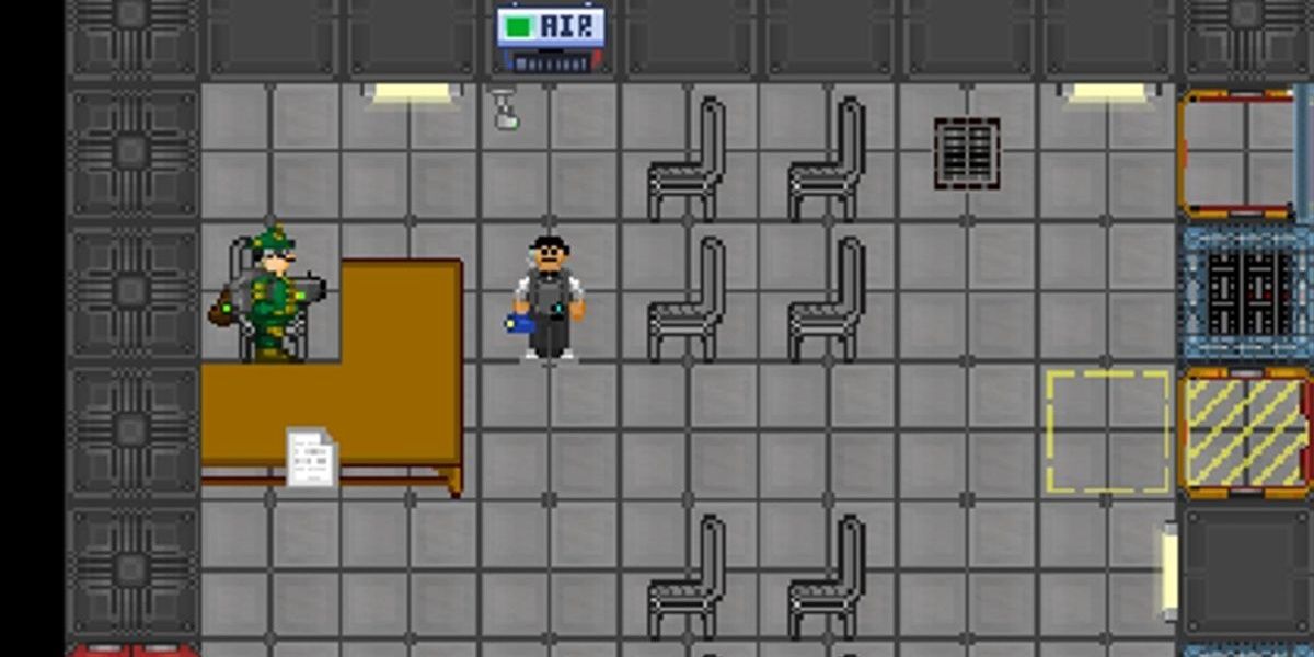 Space Station 13 character stood in waiting room