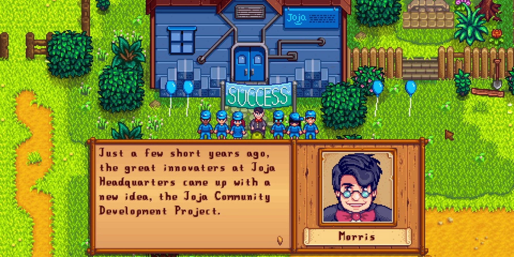 Stardew Valley - Completed JojaMart warehouse, Morris' speech