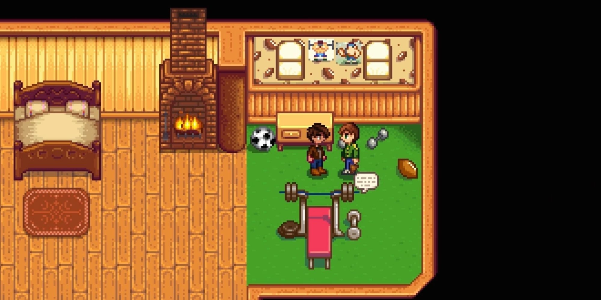 The Player Character And Alex In His Room In Stardew Valley