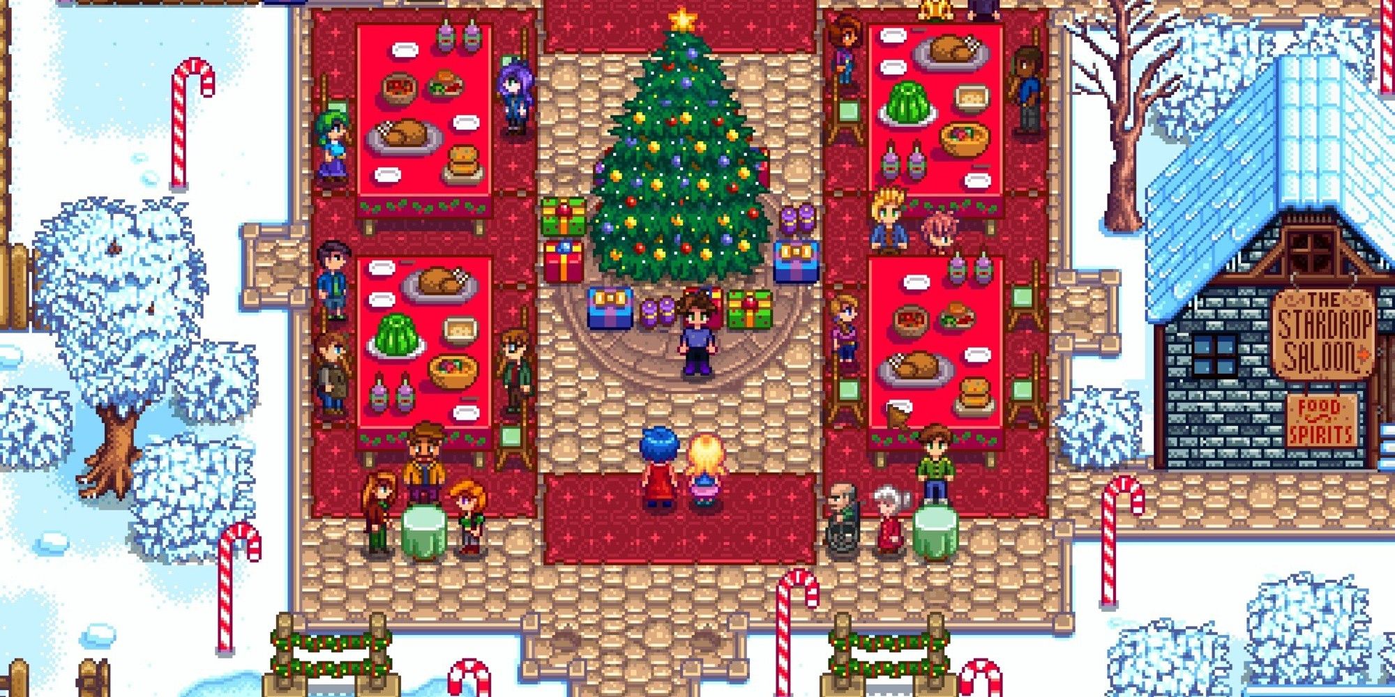 player standing near tree at the feast of the winter star