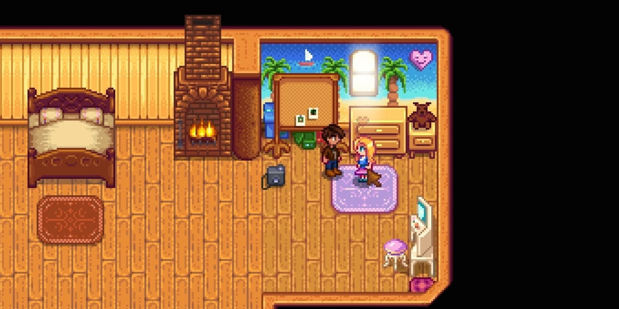 The Player Character And Haley In Her Room In Stardew Valley