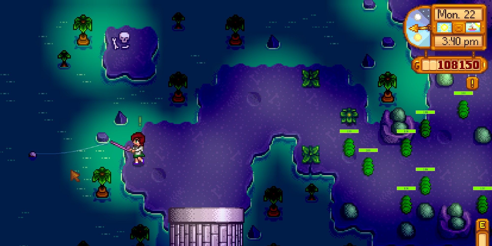 player fishing in mutant bug lair