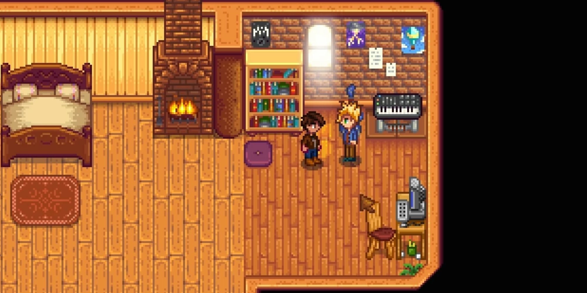 The Player Character And Sam In His Room In Stardew Valley