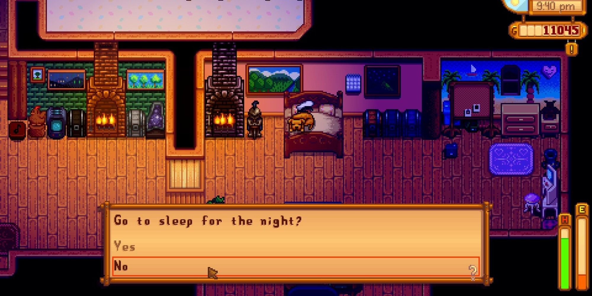 Stardew Valley Player In Their Bed With A Dog Asking Go To Sleep