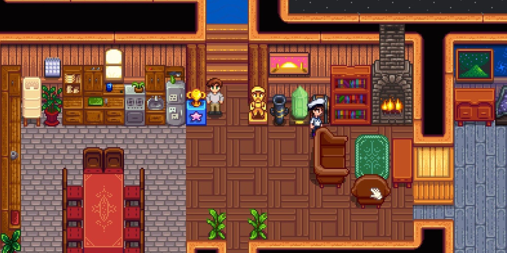 player standing in farmhouse with cursor over armchair