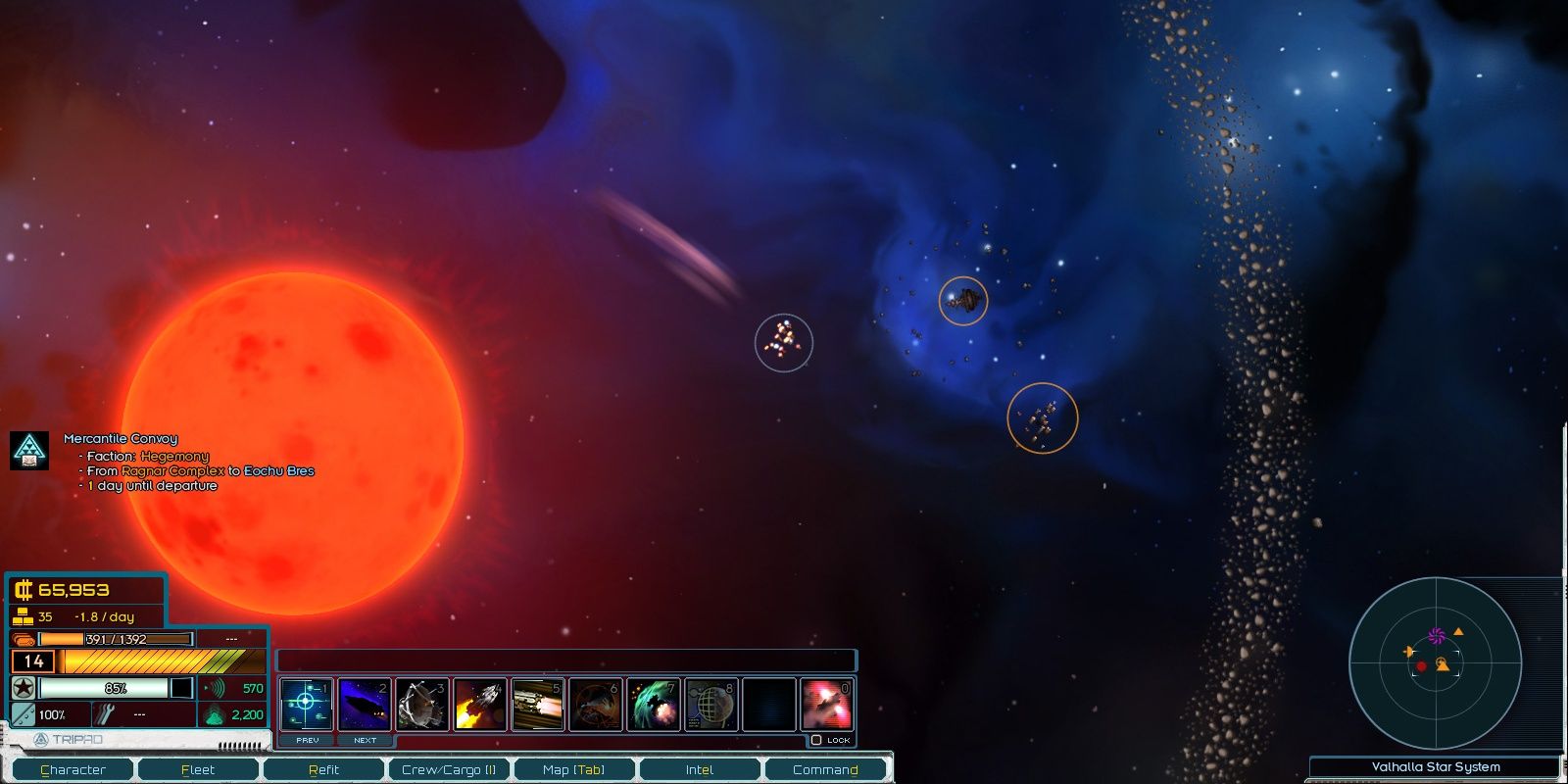 Starsector sun in deep space and asteroid belt