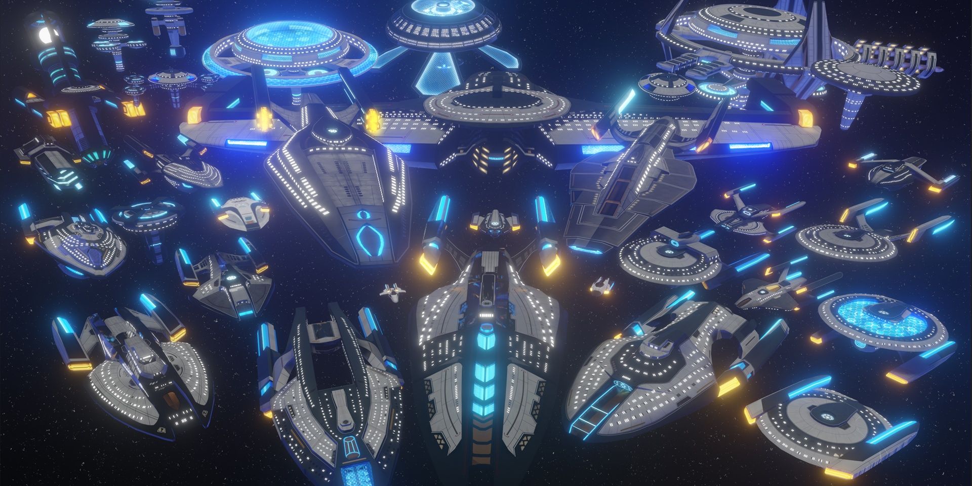 Many spaceships that you can build in Stellaris.