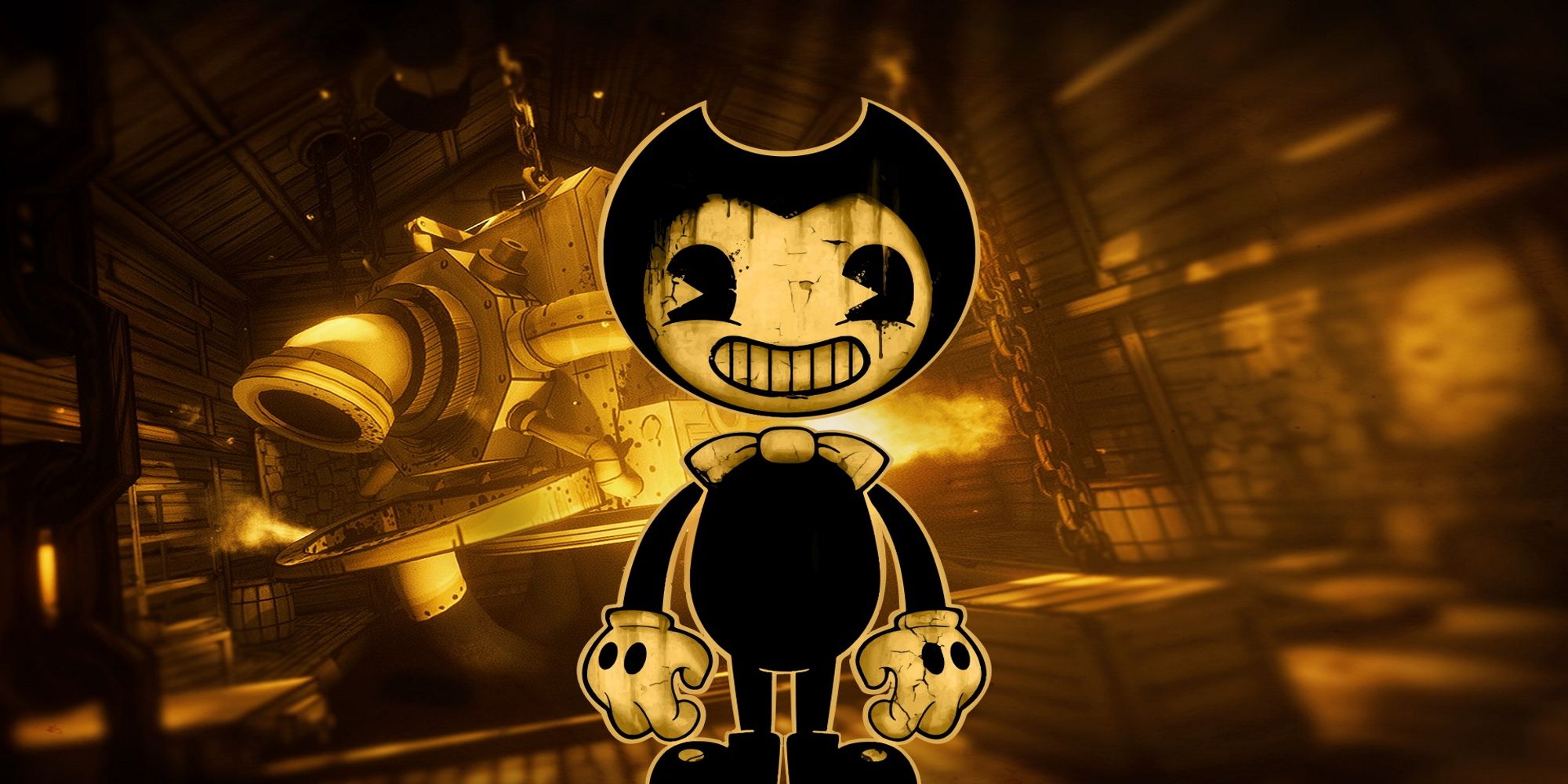 Bendy And The Ink Machine - Bendy Standing In Front Of A Large Machine