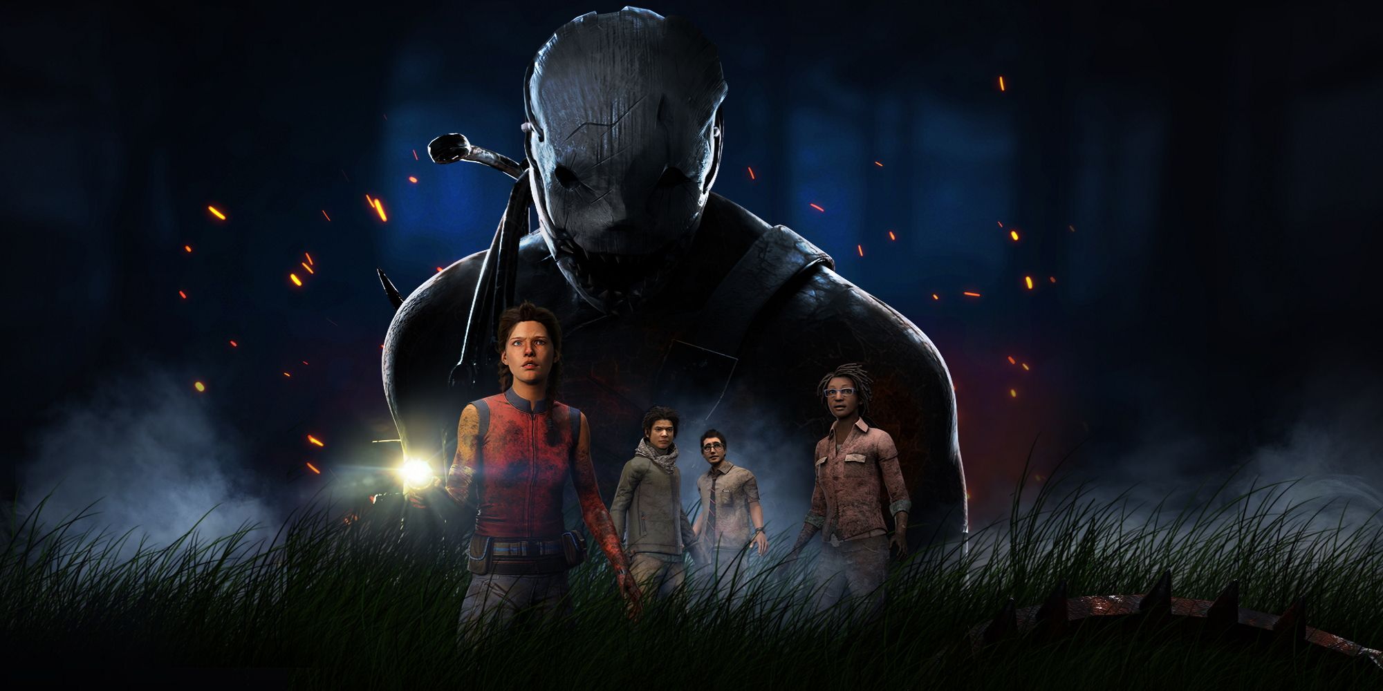 Dead by Daylight Mobile - The Killer And Four Survivors In A Dark And Spooky Forest