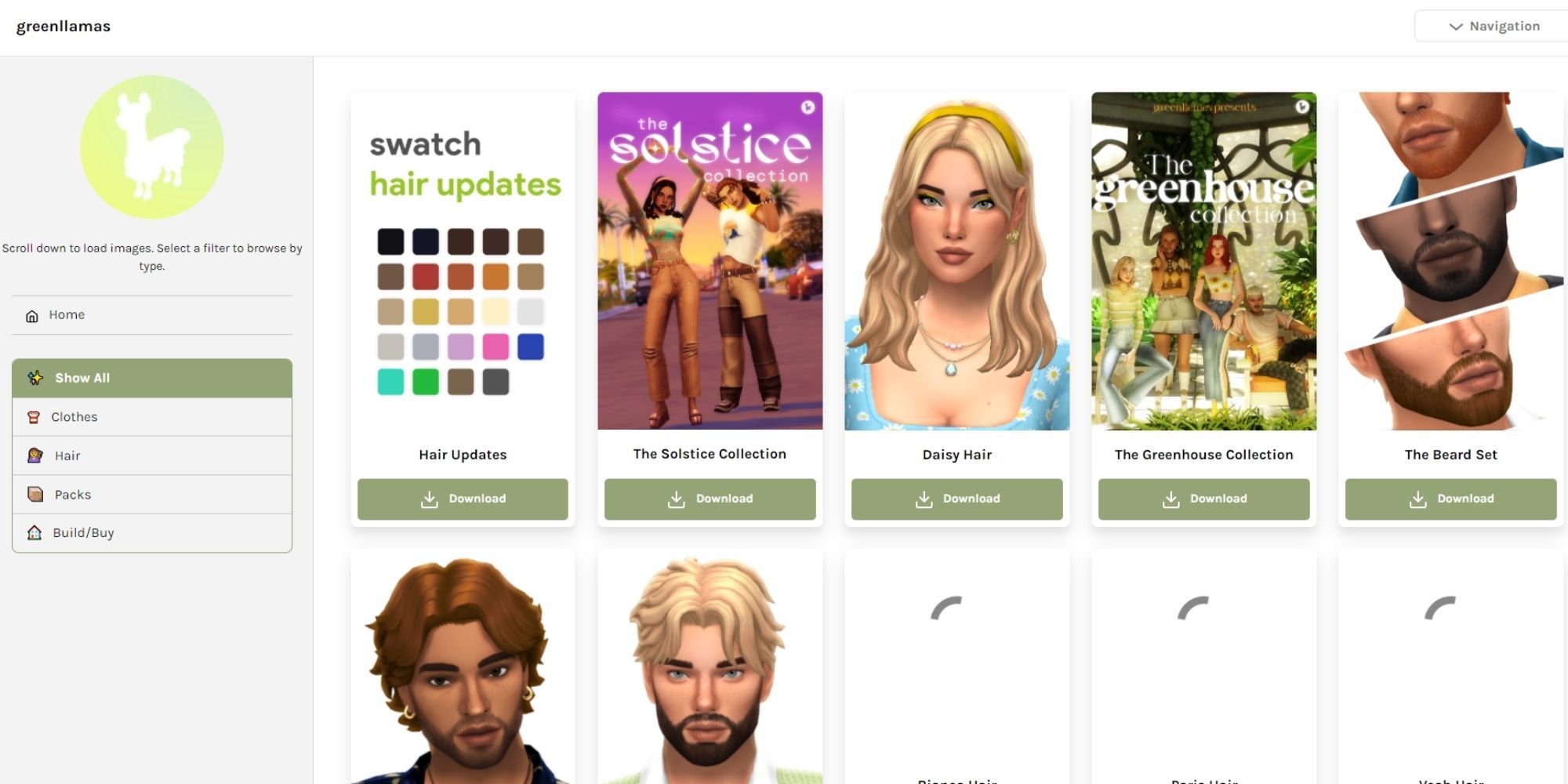 The Sims 4 GreenLlamas Content Creators Site