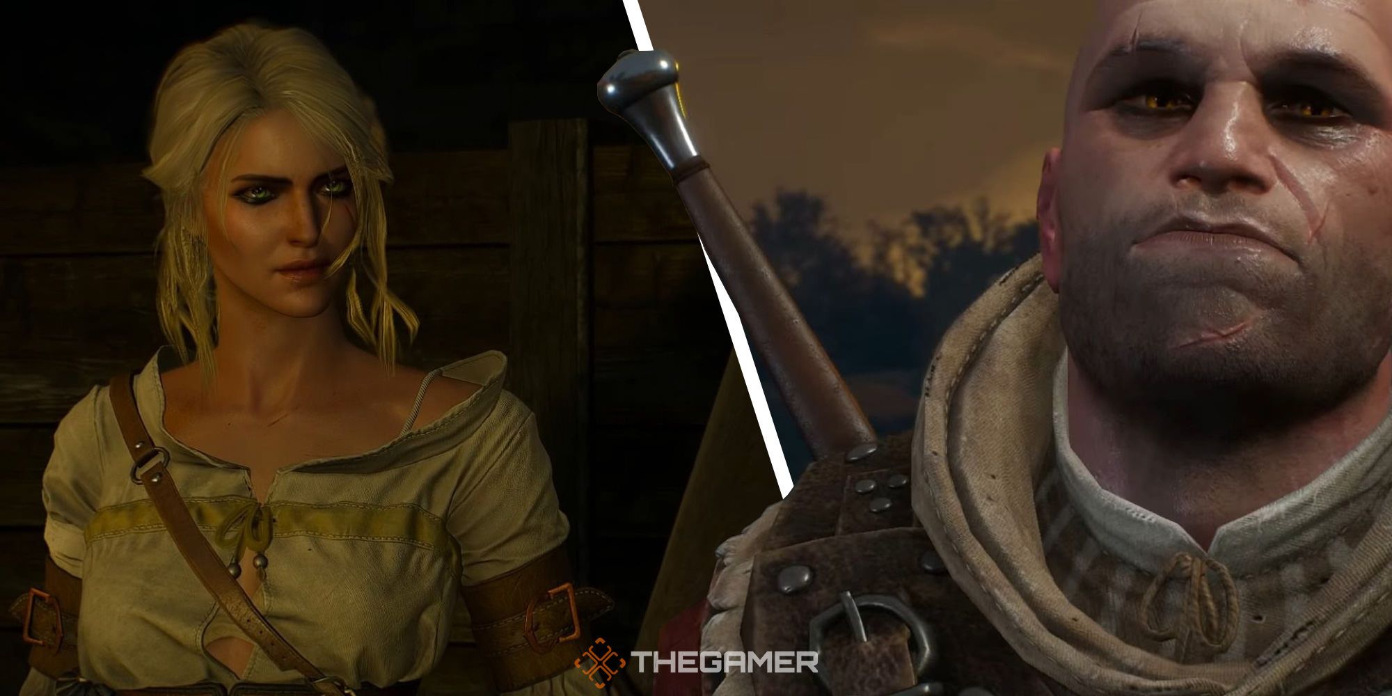 Split image of Cirilla Fiona Elen Riannon and Letho of Gulet