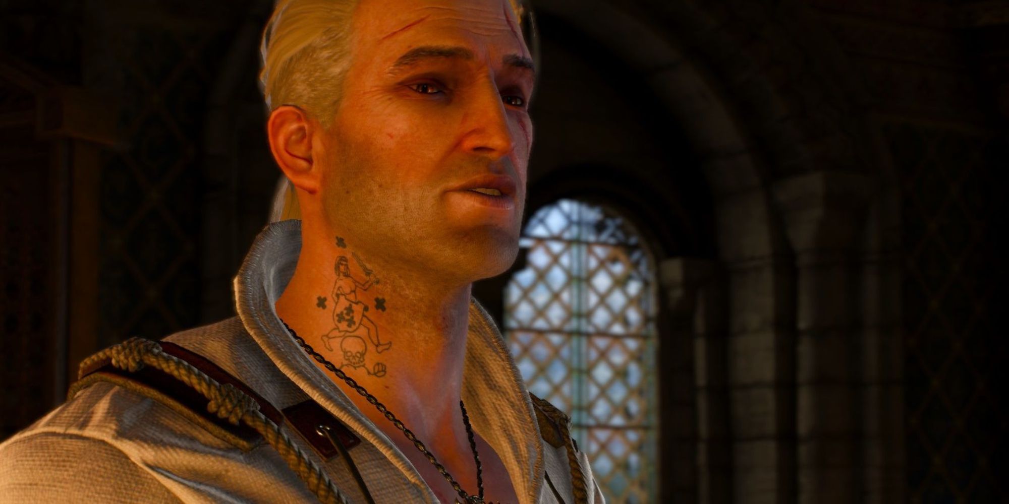 The Witcher 3 Screenshot Of Geralt's Neck Tattoo