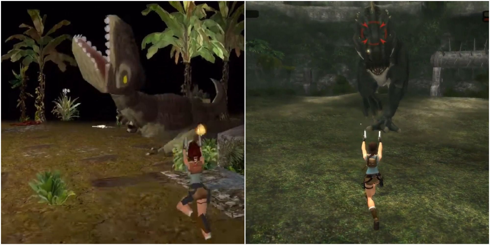The Iconic T-Rex battle in Tomb Raider 1996 and Tomb Raider Anniversary