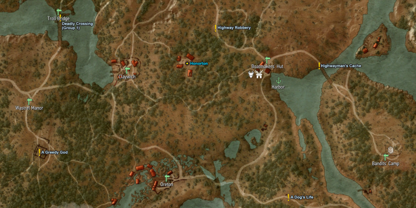 A map of a portion of the Mire region in Velen