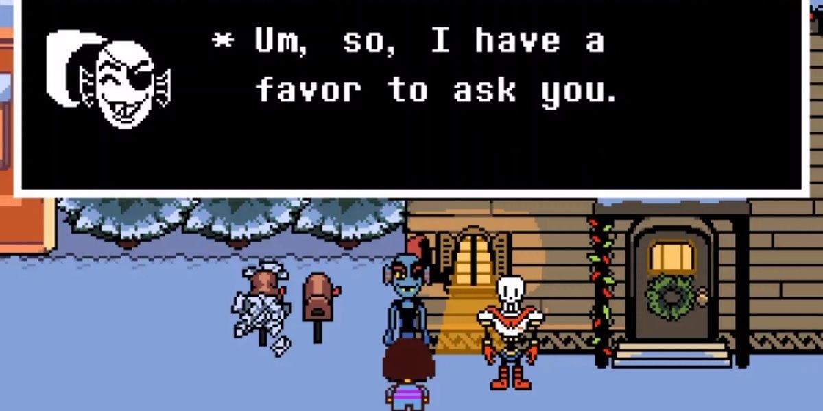 A screenshot showing gameplay in Undertale with dialogue