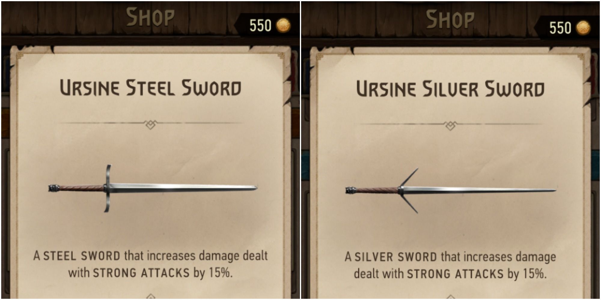 Ursine Steel/Silver swords in The Witcher: Monster slayer