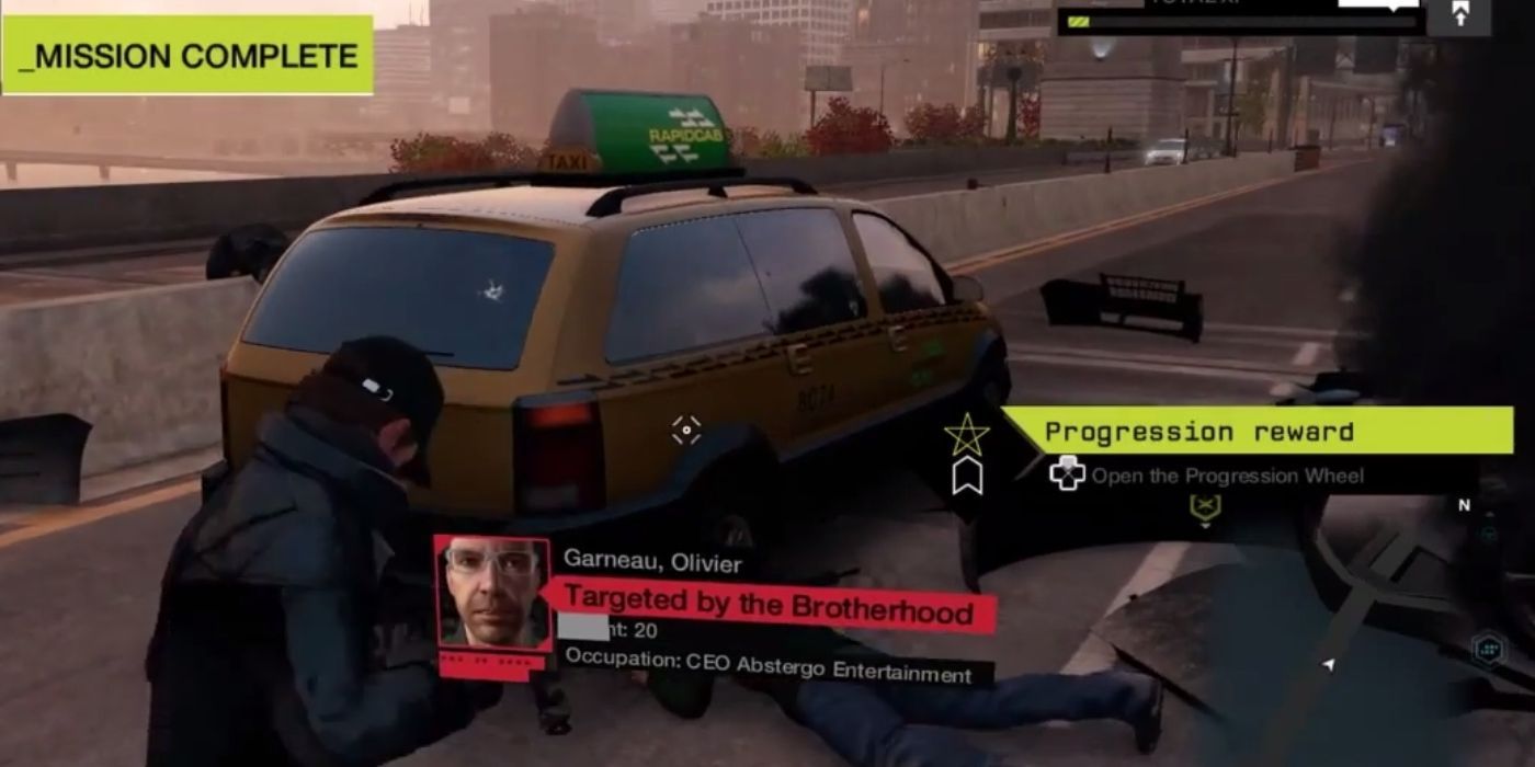 Aiden Pearce profiles the now dead CEO of Abstergo Entertainment in Watch Dogs 1.