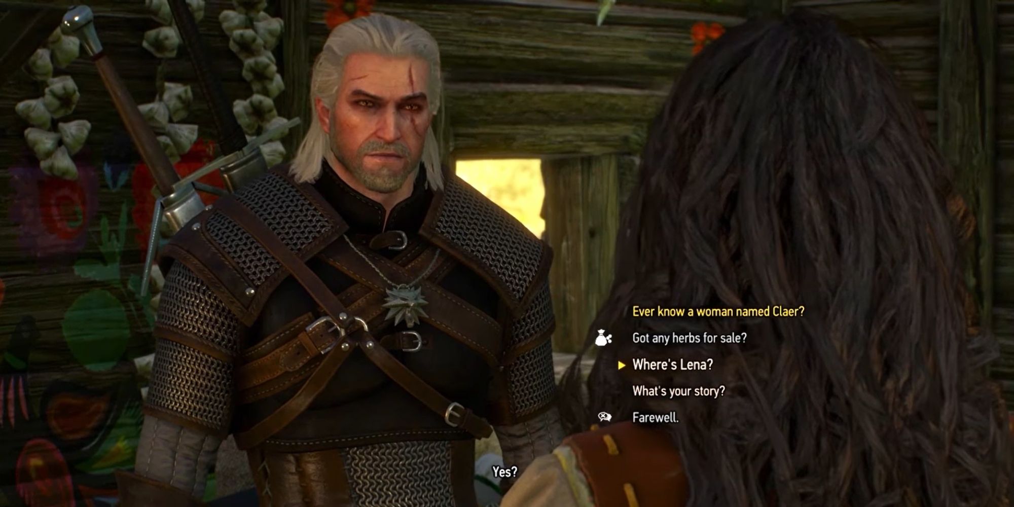 Witcher 3 Screenshot Of Geralt Asking About Lena