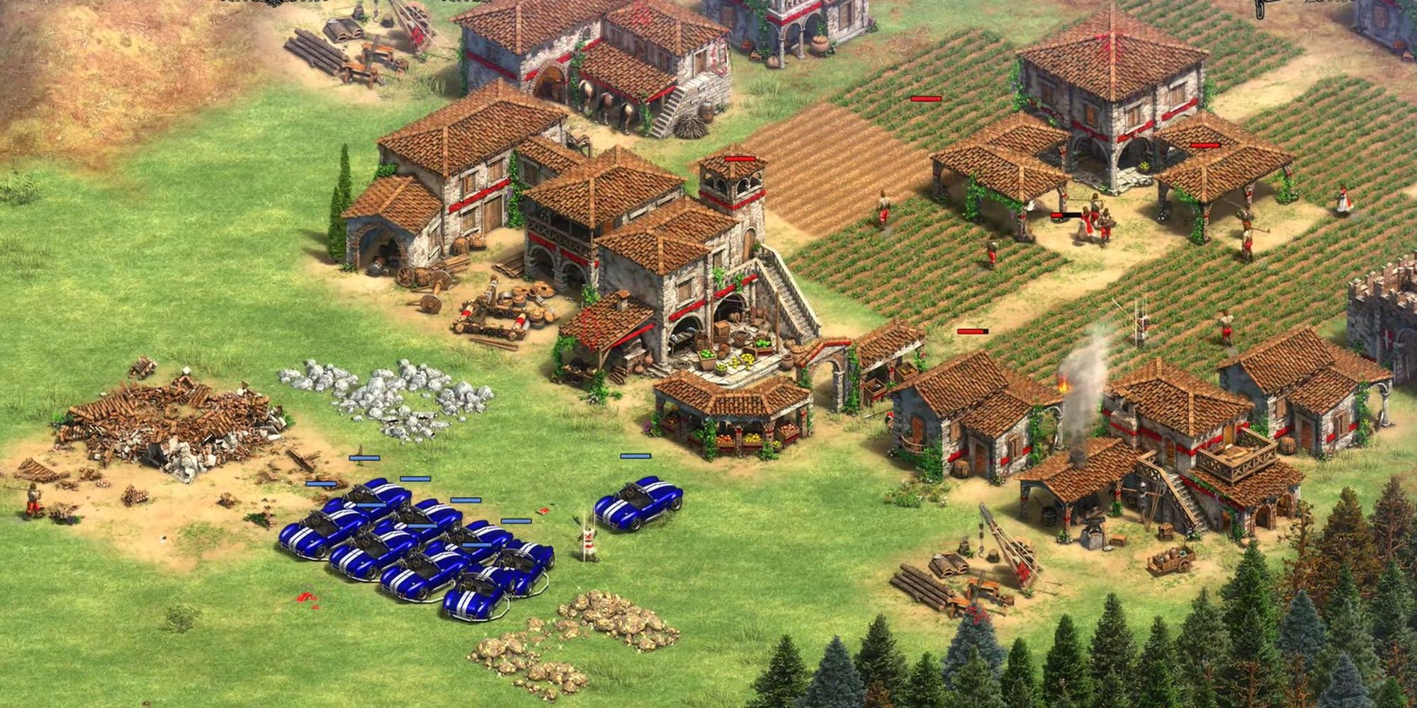 Age Of Empires: 2 - Cobra Car Cheat Unit Assaulting Enemy Town