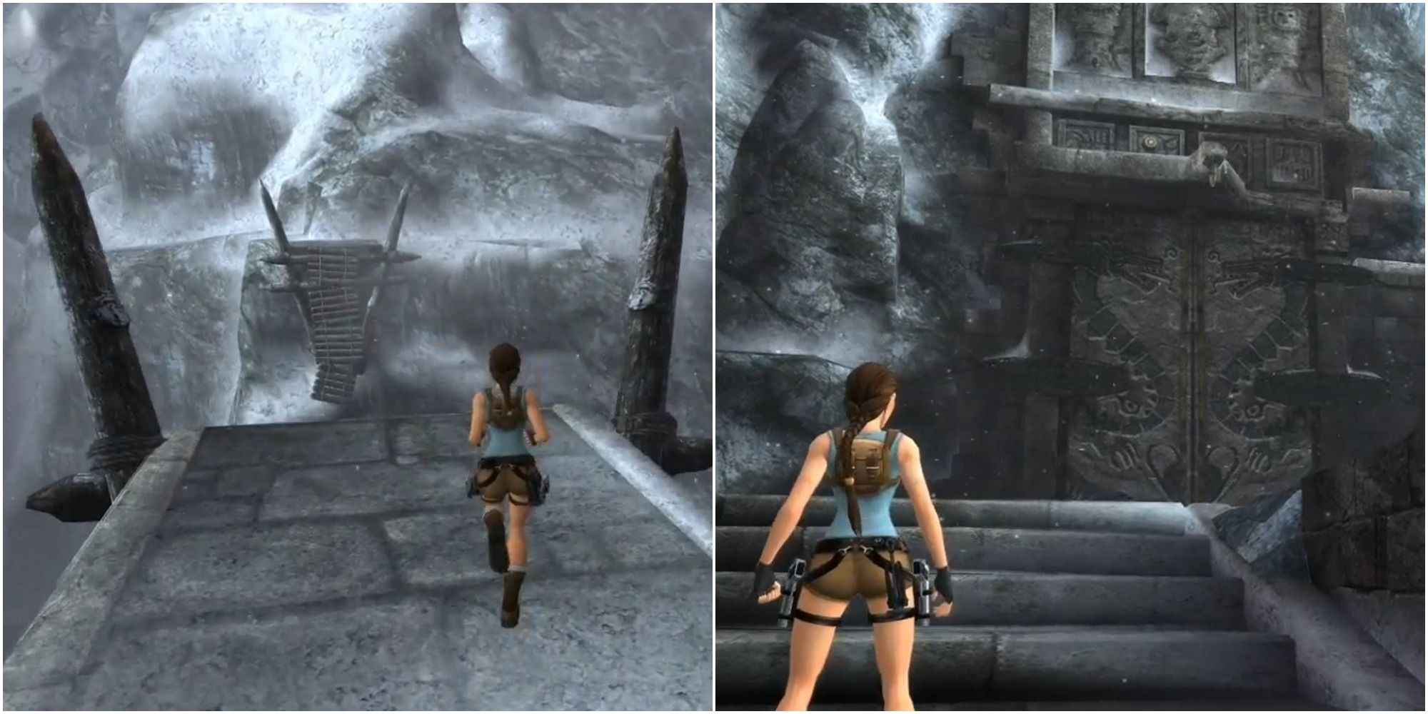 Lara Croft's entrance into Mountain Caves in Tomb Raider Anniversary